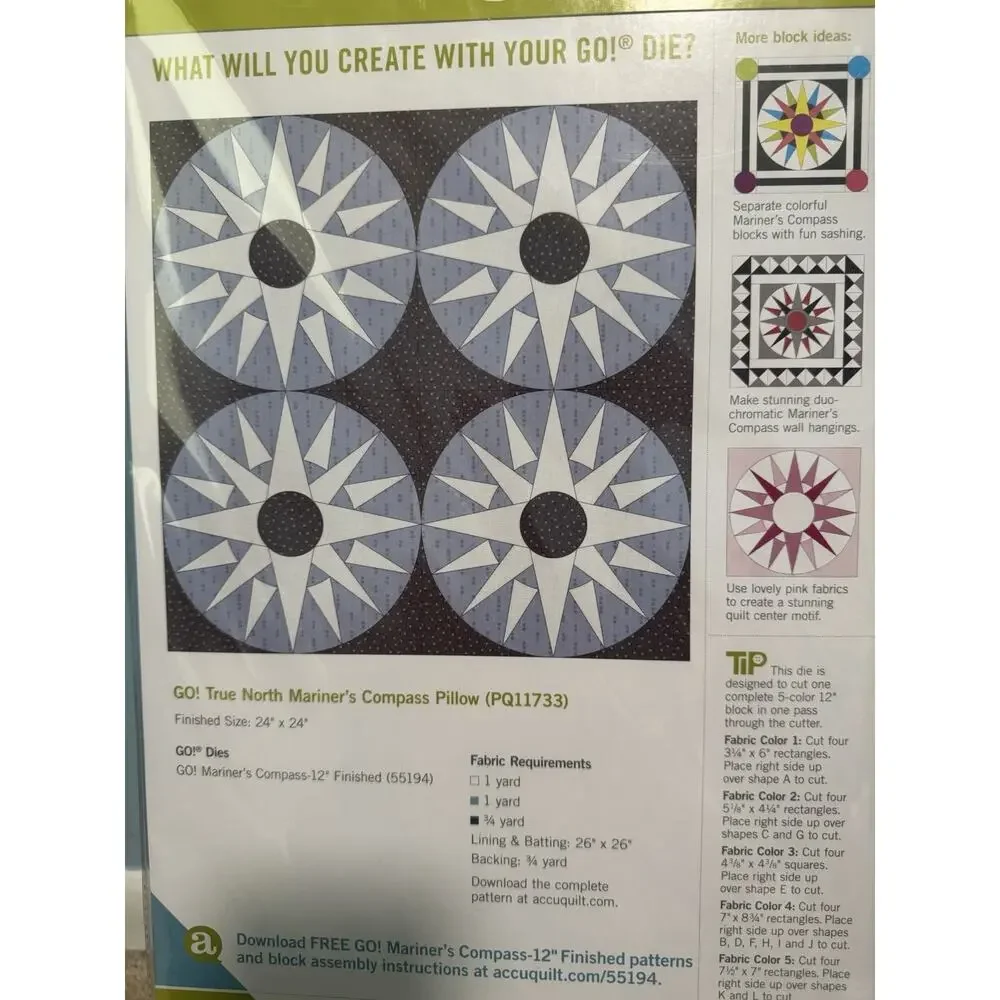 AccuQuilt Go Die 55194 Mariner’s Compass 12” Block